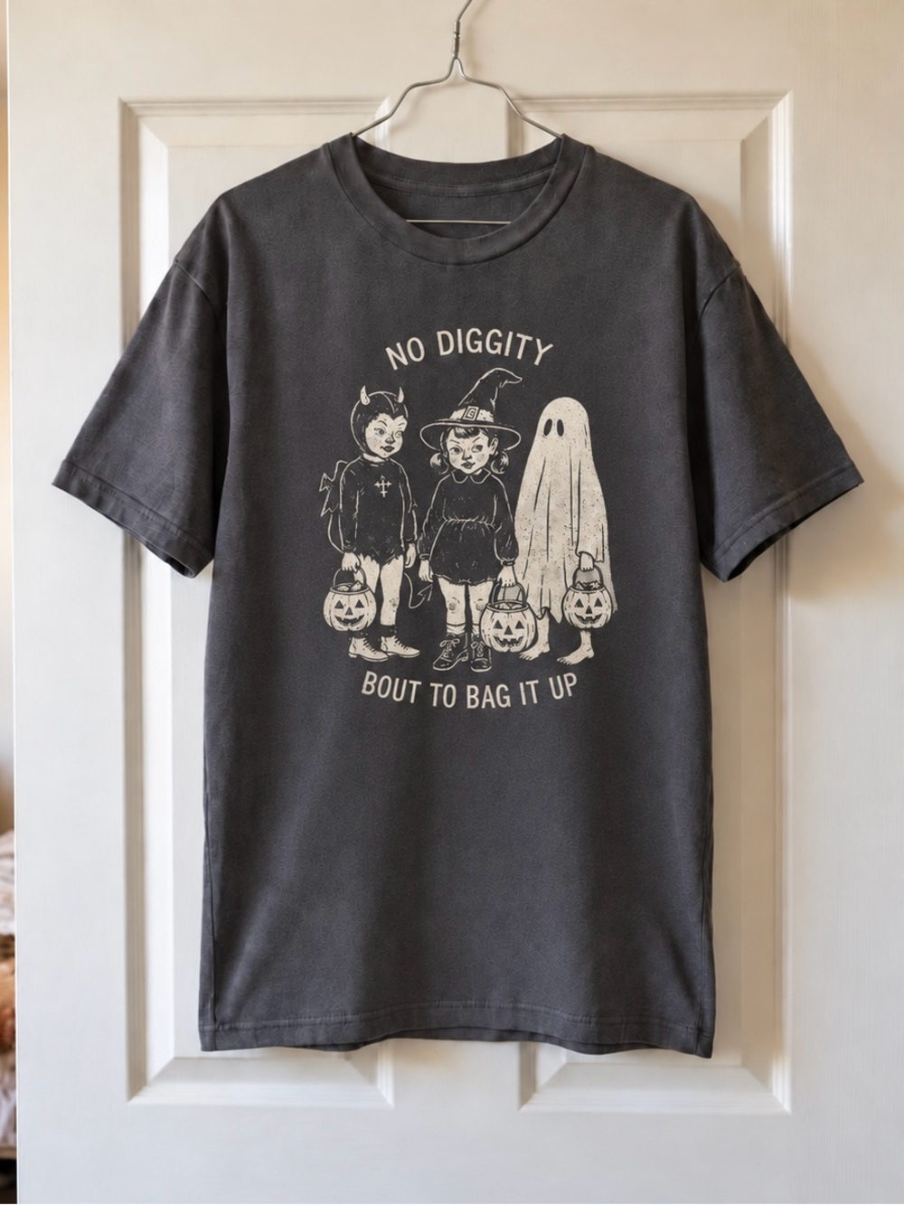 Charcoal No Diggity Spooky Fall Aesthetic Womens Gildan Reprint Tee